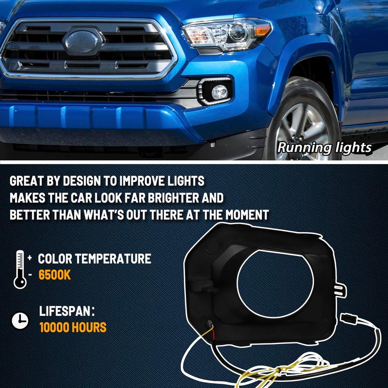 GEEGEETOP Switchback White/Amber LED Front fog light Daytime Running Lamp Amber Sequential Turn Signal light Feature Compatible with Toyota Tacoma 2016-2023 Replacement Bumper Kit - Image 3